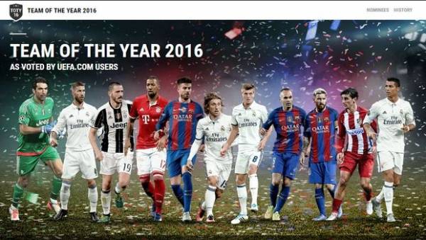 Η κορυφαία ενδεκάδα της χρονιάς στην UEFA