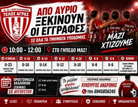 ΤΕΛΟΣ ΑΓΡΑΣ: Ξεκινούν οι εγγραφές σε όλα τα τμήματα της ακαδημίας