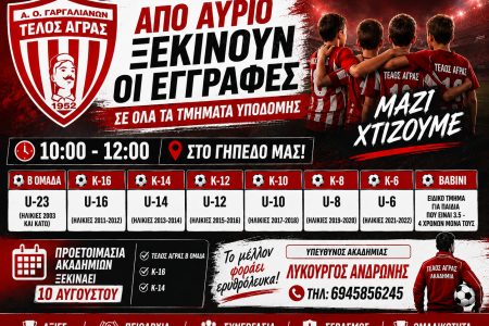 ΤΕΛΟΣ ΑΓΡΑΣ: Ξεκινούν οι εγγραφές σε όλα τα τμήματα της ακαδημίας